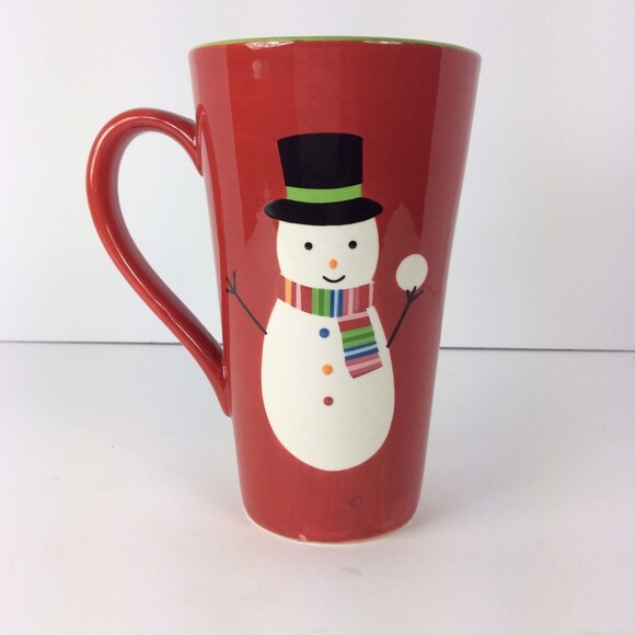 Target Home Sleddin Hill Snowman 18oz Red Latte Coffee Mug Cup Christmas Winter - Picture 3 of 7